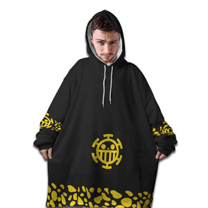 Personalized Snug Sherpa Oversized Wearable Black Pirate Hoodie Blanket