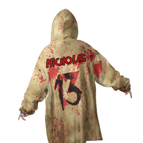 Personalized Snug Oversized Sherpa Wearable Jason Voorhees’s Face Friday the 13th Hoodie Blanket