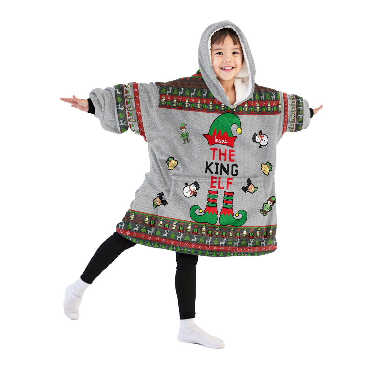 Personalized ELF Christmas Couple Snug Oversized Wearable Hoodie Blanket