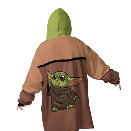 Personalized Snug Oversized Sherpa Wearable Baby Yoda Star Wars Hoodie Blanket