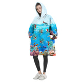 Personalized Christmas Turtle Snug Oversized Wearable Hoodie Blanket