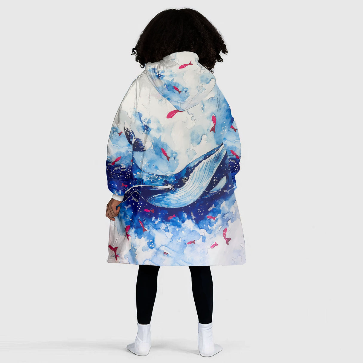 Personalized Gigantic Whale Snug Oversized Wearable Hoodie Blanket