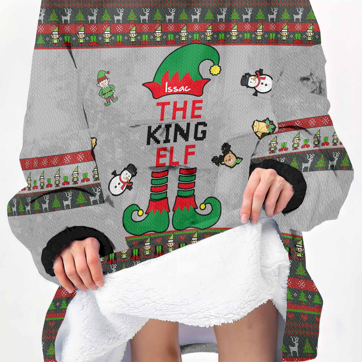 Personalized ELF Christmas Couple Snug Oversized Wearable Hoodie Blanket