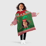 Personalized Face & Name Elf Christmas Funny Face Snug Oversized Wearable Hoodie Blanket