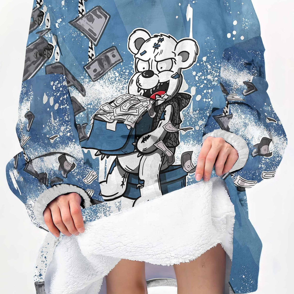 Personalized Cash Money 3D Snug Oversized Wearable Hoodie Blanket