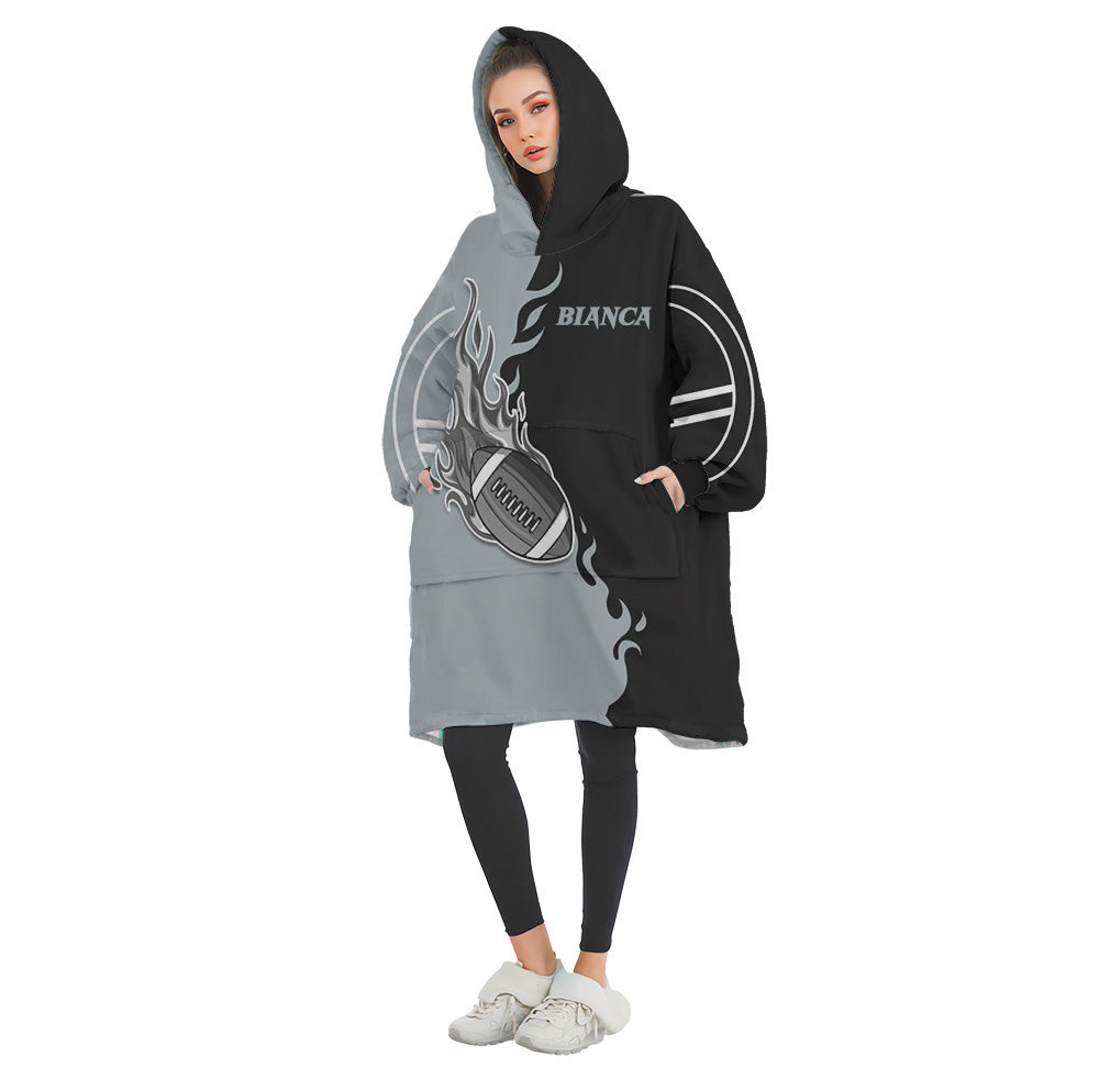 Personalized Snug Oversized Sherpa Wearable Las Vegas Football Hoodie Blanket