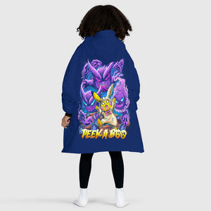 Personalized Snug Oversized Sherpa Wearable Pikachu Peek A Boo Halloween Hoodie Blanket