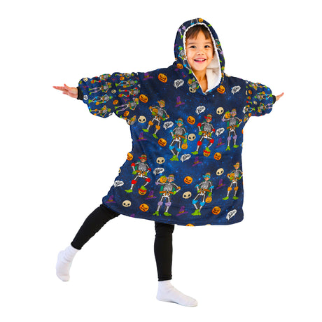 Personalized Snug Oversized Sherpa Wearable Halloween Skeleton Ninja Turtle Hoodie Blanket
