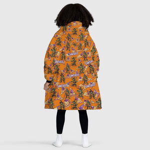Personalized Snug Oversized Sherpa Wearable Ninja Pizza Halloween Hoodie Blanket