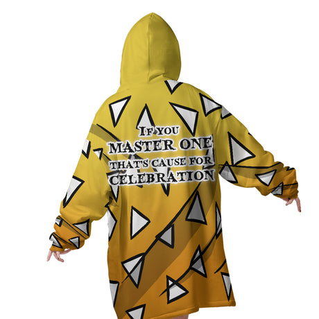 Personalized Snug Oversized Sherpa Wearable Agatsuma Zenitsu Demon Slayer Hoodie Blanket
