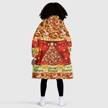 Personalized Christmas Serving Up Holiday Cheer Snug Oversized Wearable Hoodie Blanket