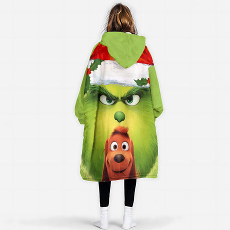 Personalized Green Thief Christmas Snug Oversized Wearable Hoodie Blanket