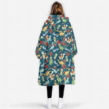 Personalized Christmas Dinosaur Snug Oversized Wearable Hoodie Blanket