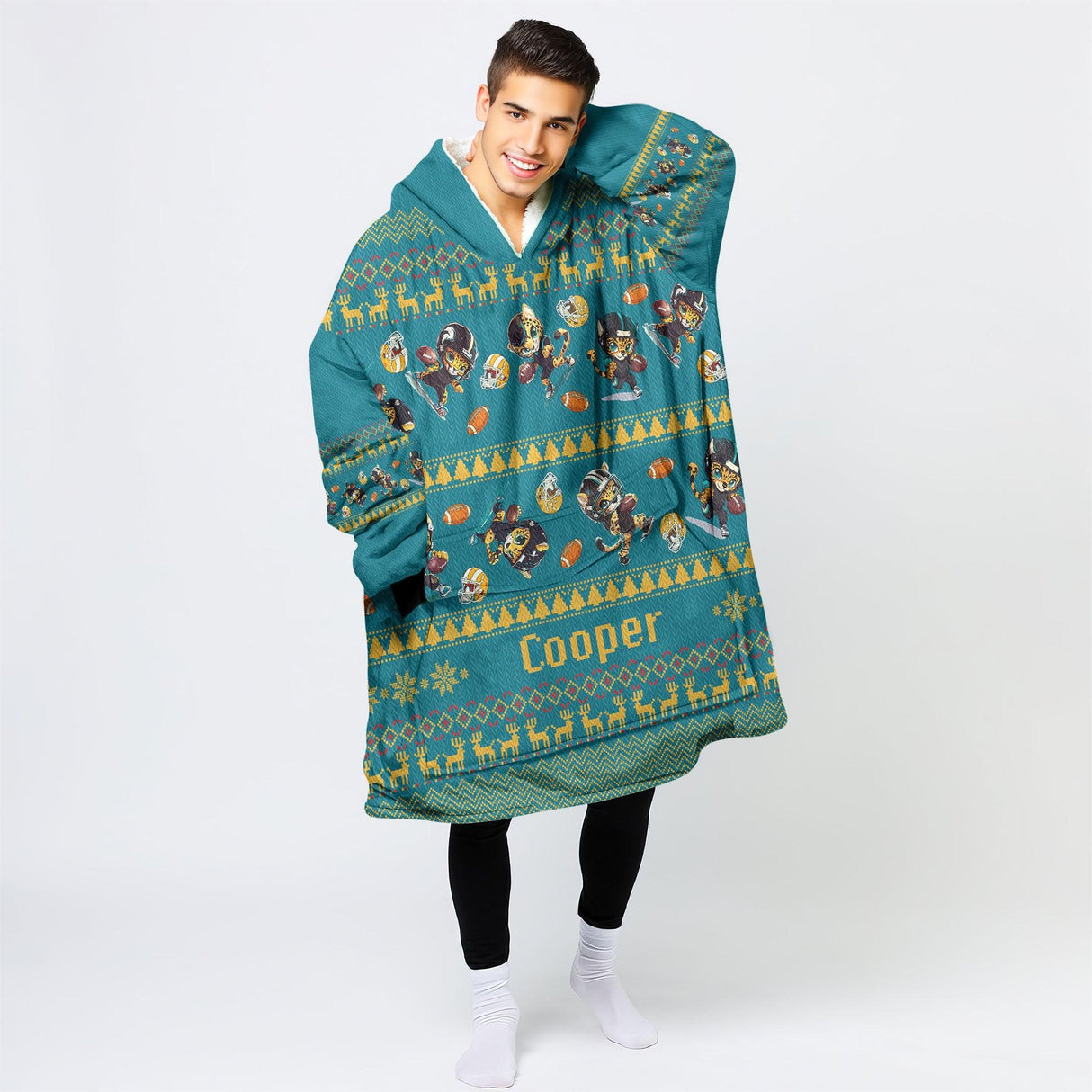 Personalized Jacksonville Football Snug Oversized Wearable Hoodie Blanket