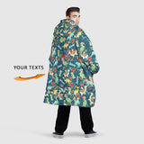 Personalized Christmas Dinosaur Snug Oversized Wearable Hoodie Blanket