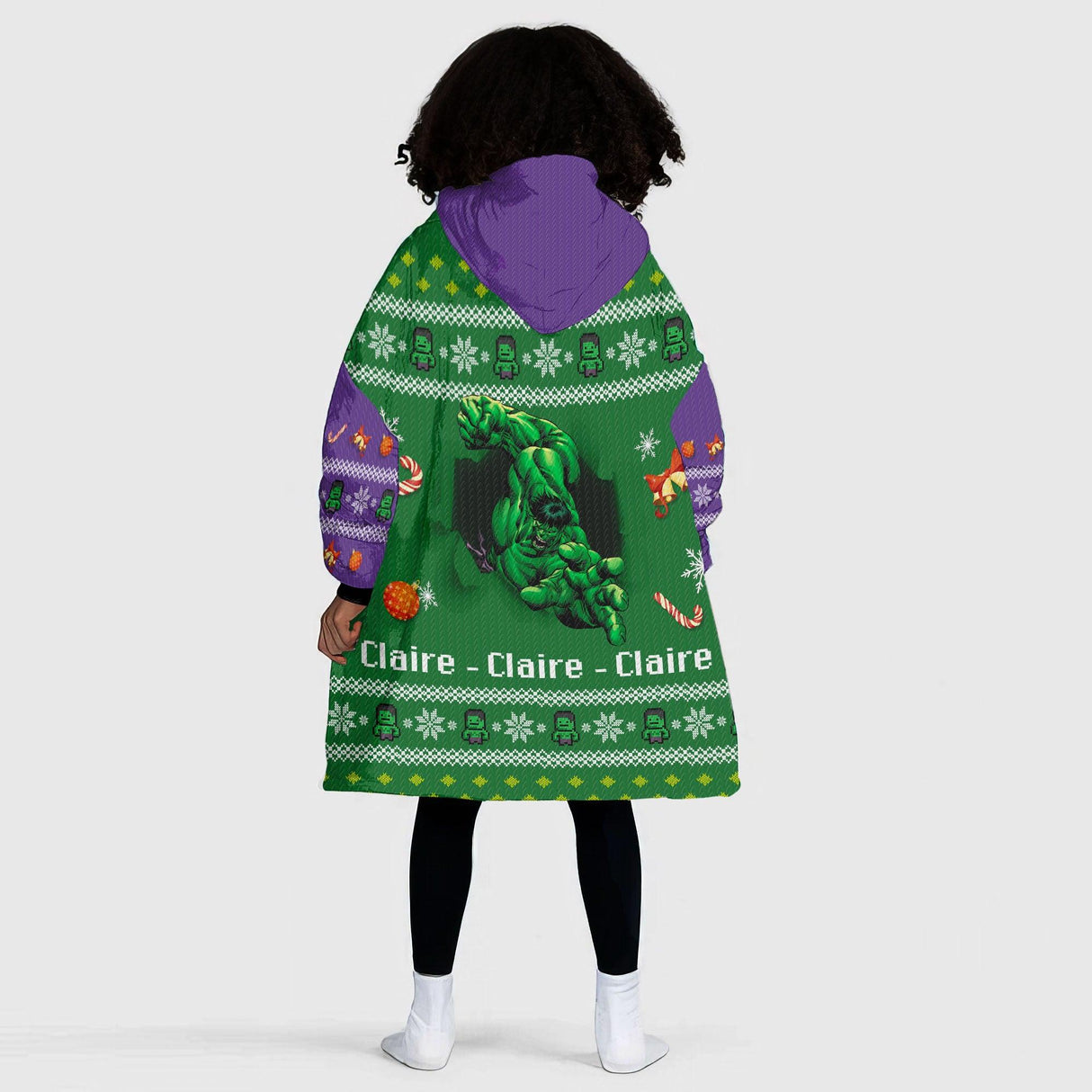 Personalized Green Incredible Green Huge Superhero Snug Oversized Wearable Hoodie Blanket