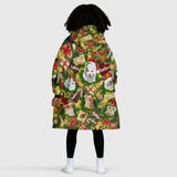 Personalized Face & Name Santa Cat Snug Oversized Wearable Hoodie Blanket