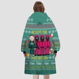 Personalized Face & Name Game Accept the Invitation Xmas Snug Oversized Wearable Hoodie Blanket