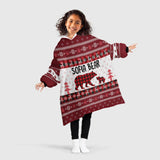 Personalized Mama Bear Christmas Snug Oversized Wearable Hoodie Blanket