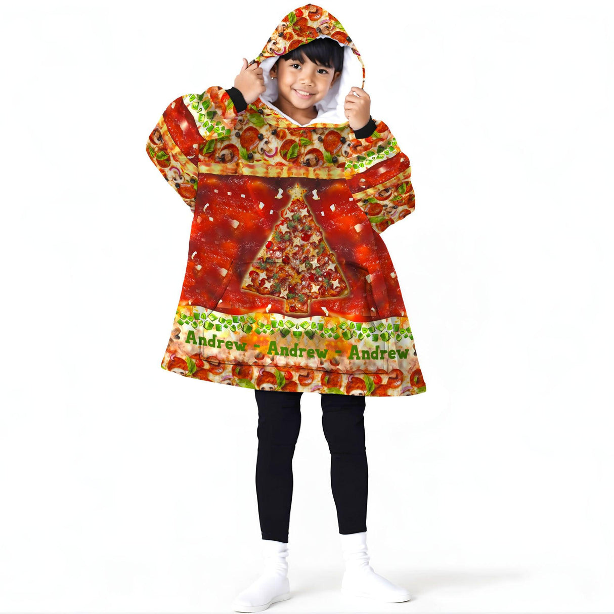 Personalized Christmas Serving Up Holiday Cheer Snug Oversized Wearable Hoodie Blanket