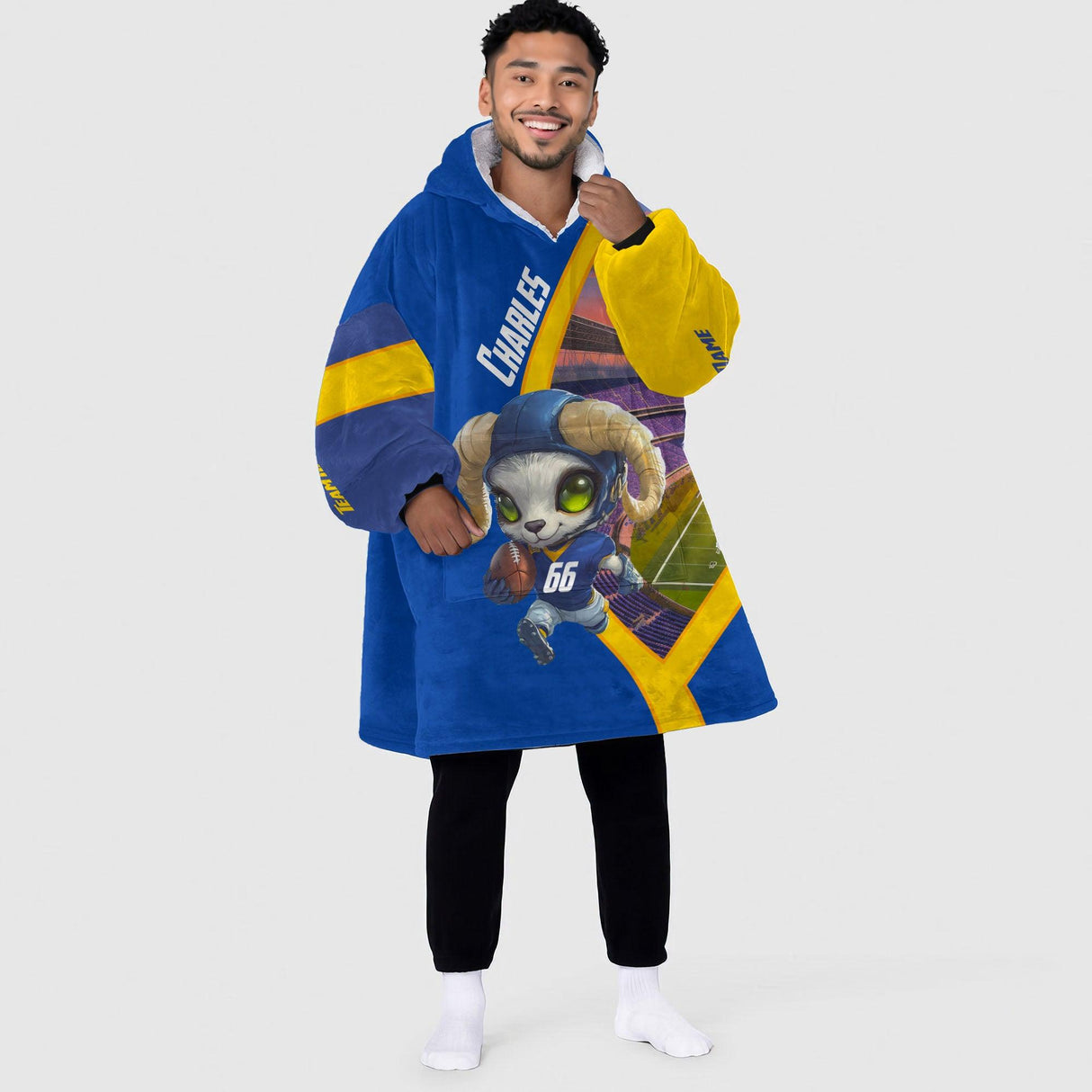 Personalized Los Angeles Football Snug Oversized Wearable Hoodie Blanket