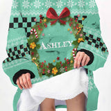 Personalized Slay Demon Ugly Christmas Snug Oversized Wearable Hoodie Blanket