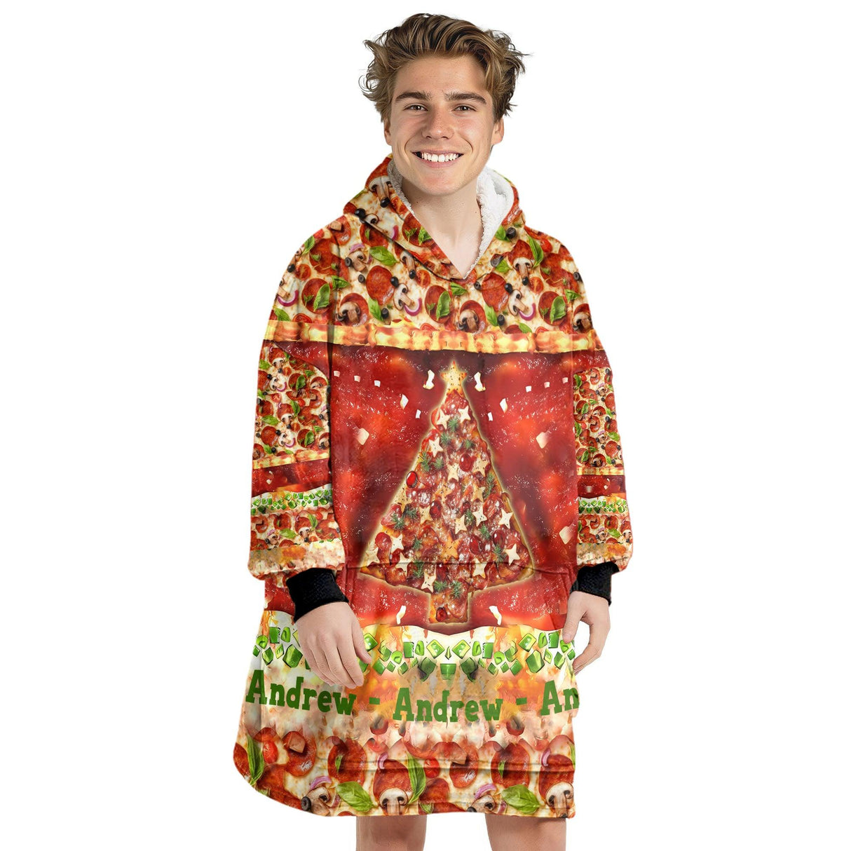 Personalized Christmas Serving Up Holiday Cheer Snug Oversized Wearable Hoodie Blanket