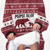 Personalized Mama Bear Christmas Snug Oversized Wearable Hoodie Blanket