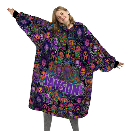 Custom Personalized Halloween Spooky Vibes Snug Oversized Wearable Hoodie Blanket