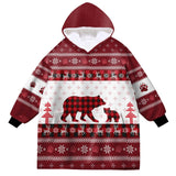 Personalized Mama Bear Christmas Snug Oversized Wearable Hoodie Blanket