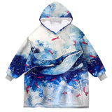 Personalized Gigantic Whale Snug Oversized Wearable Hoodie Blanket