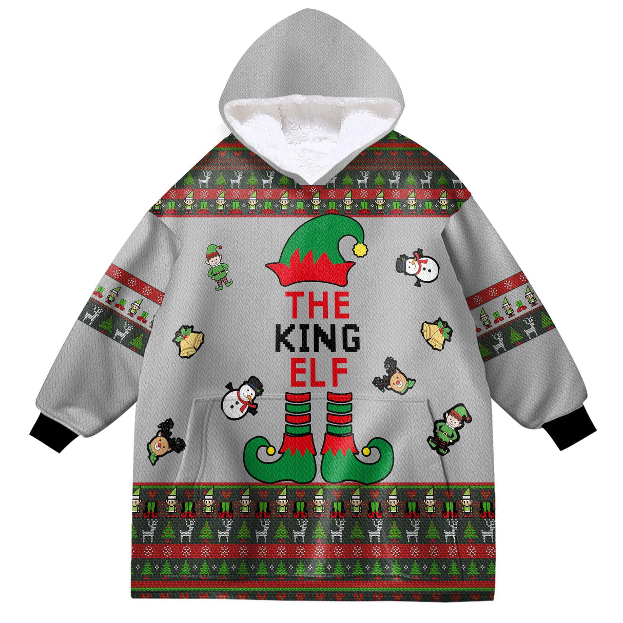 Personalized ELF Christmas Couple Snug Oversized Wearable Hoodie Blanket