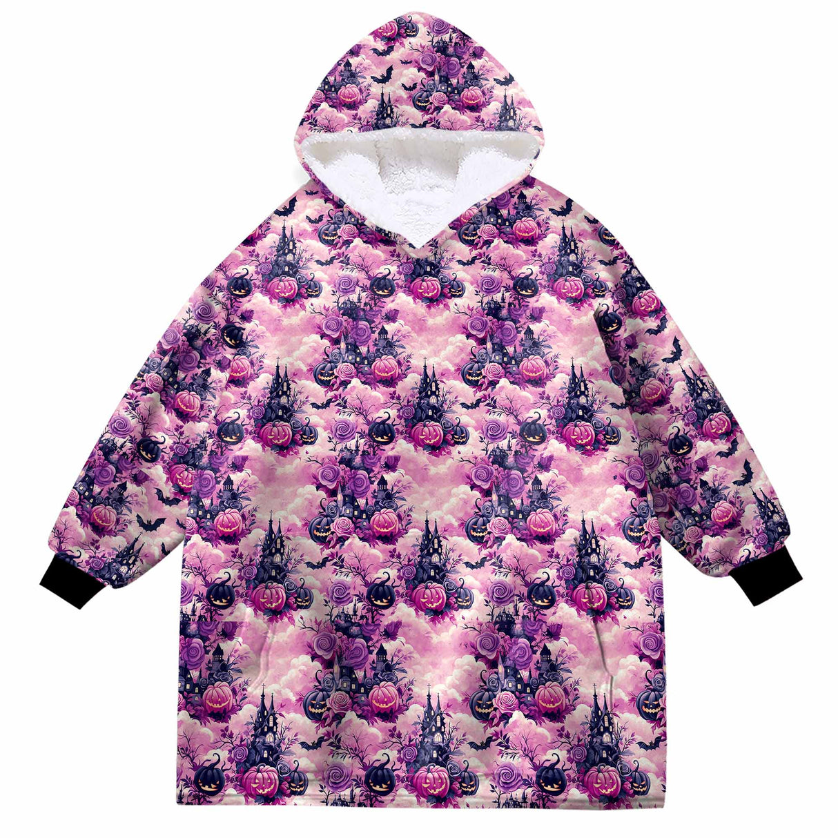 Personalized Floral Haunted House Snug Oversized Wearable Hoodie Blanket