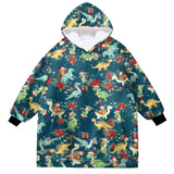 Personalized Christmas Dinosaur Snug Oversized Wearable Hoodie Blanket