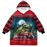 Personalized Christmas Monster Truck Snug Oversized Wearable Hoodie Blanket