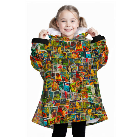 Personalized Snug Oversized Sherpa Wearable Horror Movie Posters Halloween Hoodie Blanket