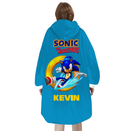 Personalized Snug Oversized Sherpa Wearable Sonic Boys Hoodie Blanket