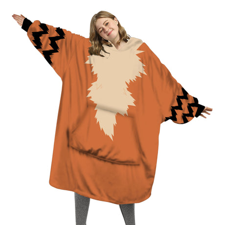 Personalized Snug Oversized Sherpa Wearable Pokemon Arcanine Hoodie Blanket
