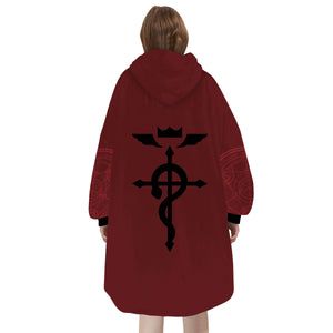 Personalized Snug Oversized Sherpa Wearable Edward Elric - Fullmetal Alchemist Hoodie Blanket