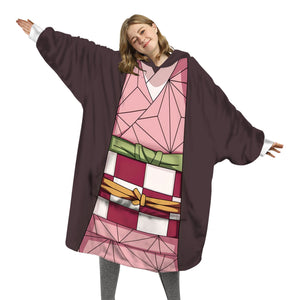 Personalized Snug Oversized Sherpa Wearable Demon Slayer Nezuko Hoodie Blanket