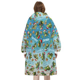 Personalized Christmas Turtle Snug Oversized Wearable Hoodie Blanket