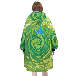 Personalized Snug Oversized Sherpa Wearable Rick and Morty Hoodie Blanket