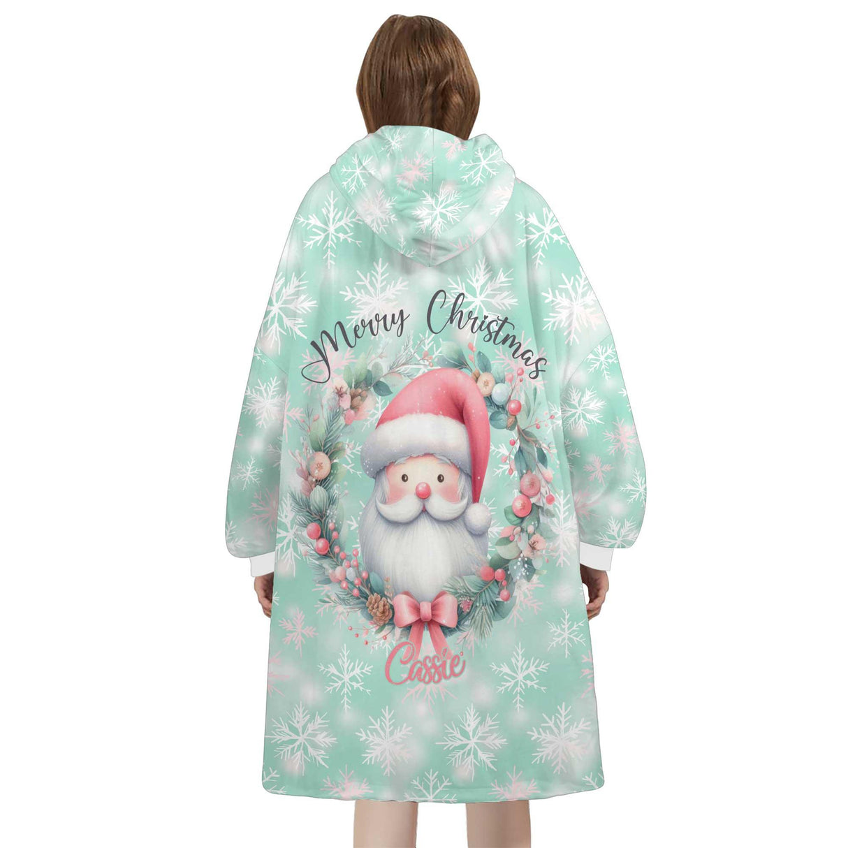 Personalized It's The Most Wonderful Time Christmas Snug Oversized Wearable Hoodie Blanket