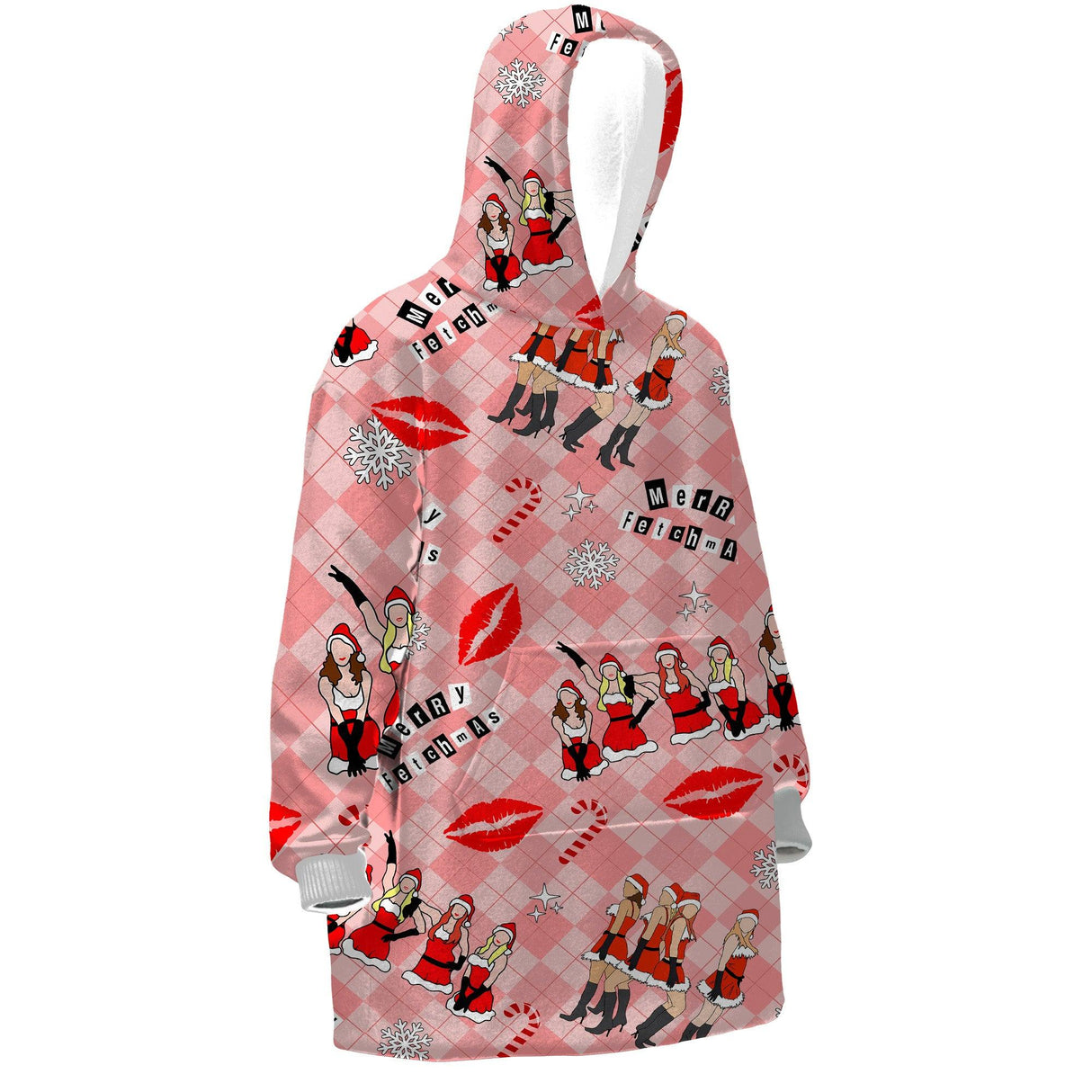 Custom Personalized Jingle Bell Rock Girls Christmas Snug Oversized Wearable Hoodie Blanket