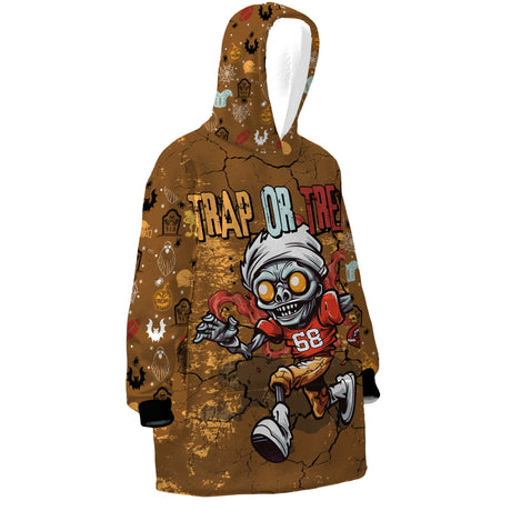 Personalized Snug Oversized Sherpa Wearable American Football Halloween Hoodie Blanket