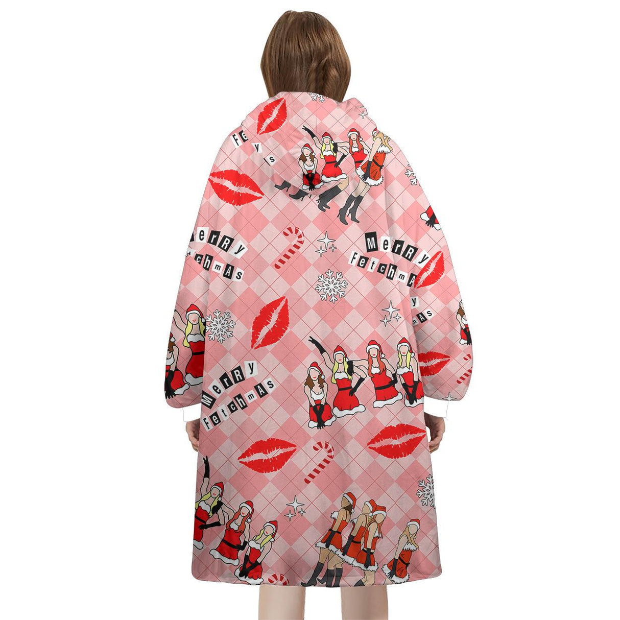 Custom Personalized Jingle Bell Rock Girls Christmas Snug Oversized Wearable Hoodie Blanket