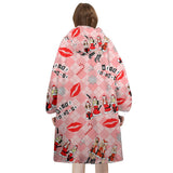 Custom Personalized Jingle Bell Rock Girls Christmas Snug Oversized Wearable Hoodie Blanket