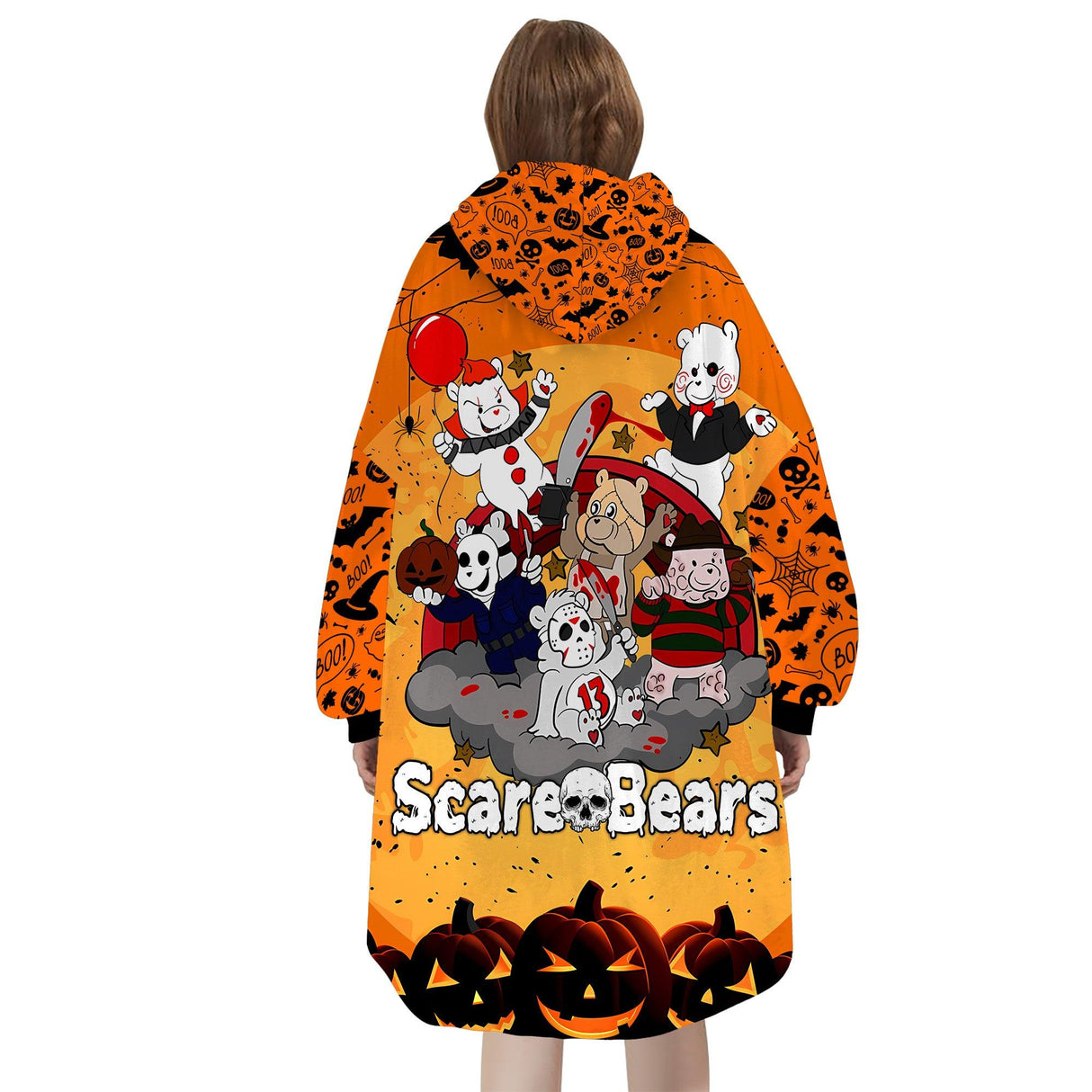 Custom Personalized Halloween Snug Oversized Wearable Hoodie Blanket