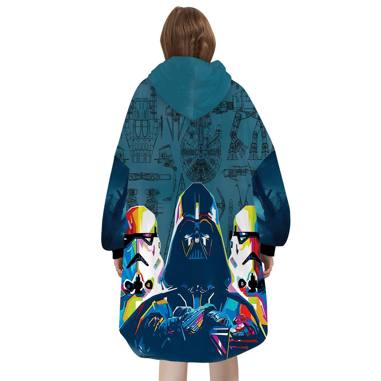 Custom Personalized Halloween Spooky Scifi Galaxy War Snug Oversized Wearable Hoodie Blanket