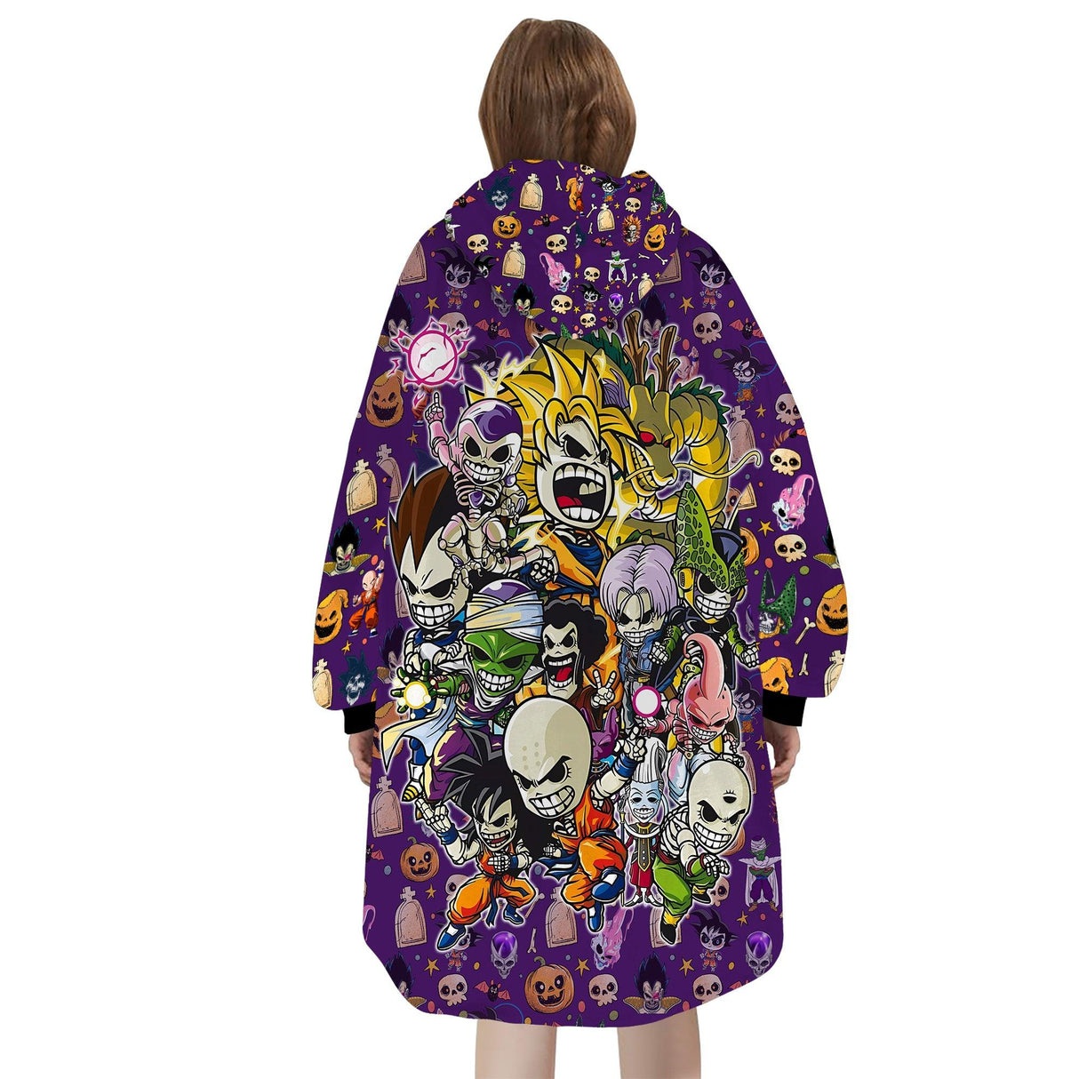 Custom Personalized Halloween Spooky Anime Chibi Snug Oversized Wearable Hoodie Blanket